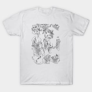 #2 - Limp Faces Psychedelic Line Ink Drawing with Art Style T-Shirt